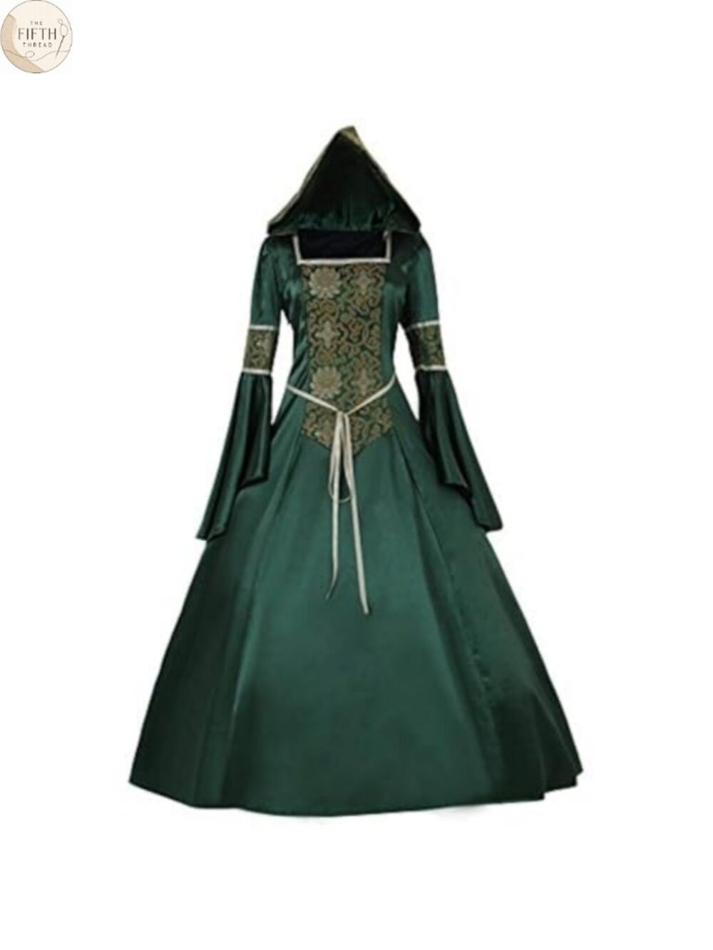 Medieval Hooded Fancy Dress Victorian Costume Trumpet Sleeves